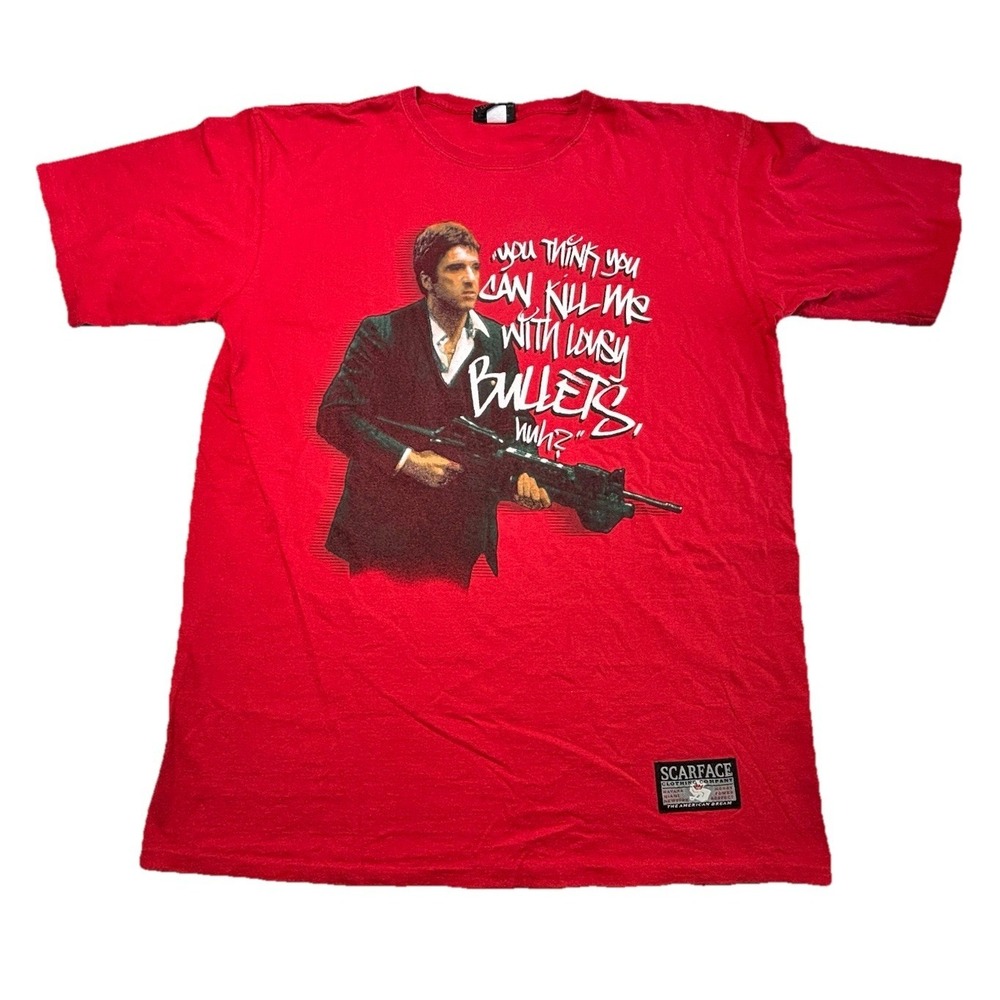 Vintage Y2K Scarface Tony Montana Quote T Shirt XXL Red Movie Graphic Made USA